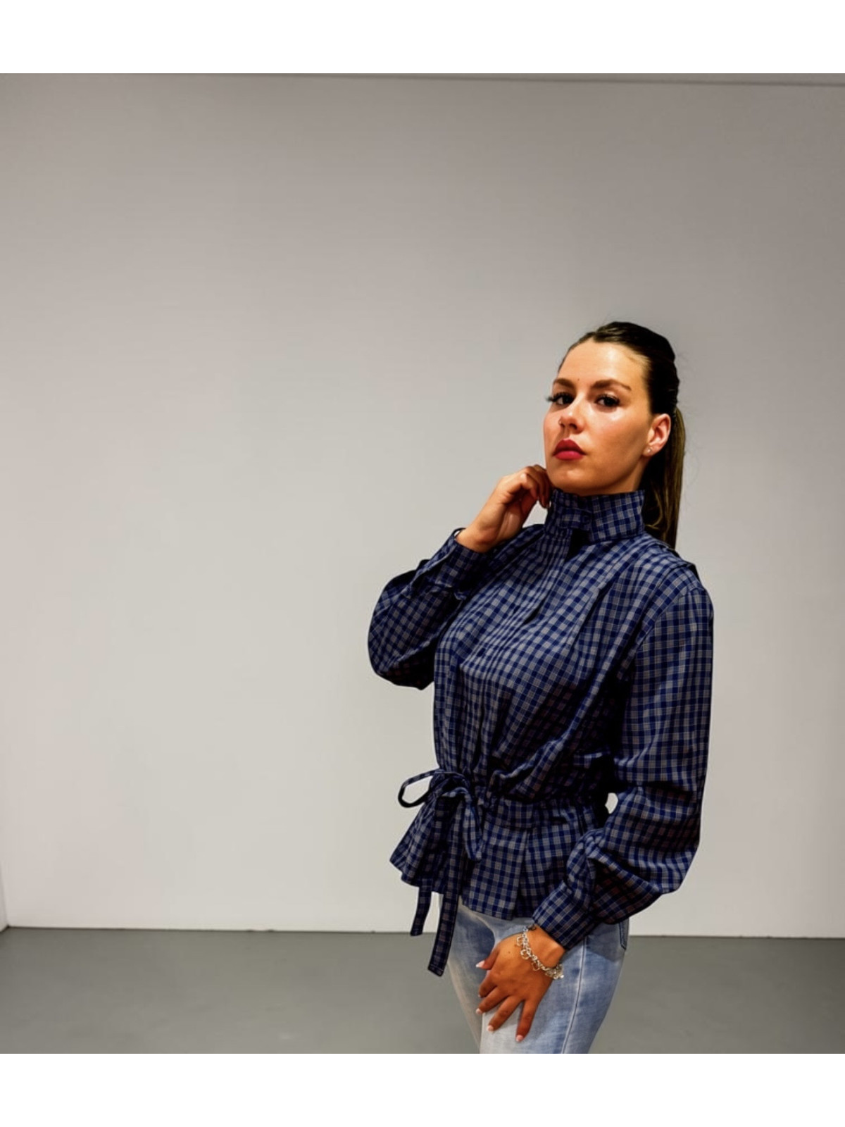 Camisa de cuadros azul vintage