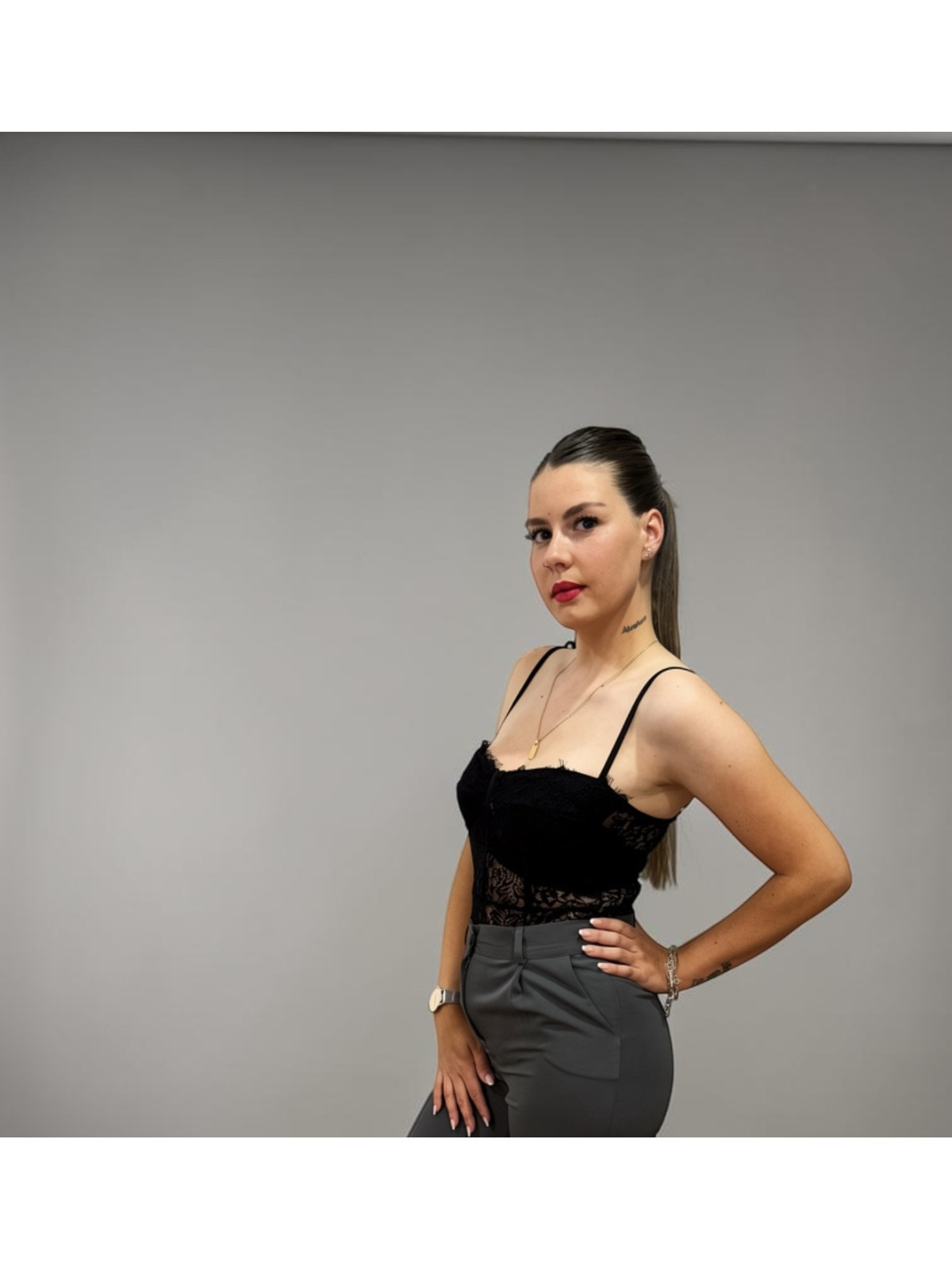 Body negro encaje